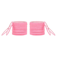Velvet Bangles Set 48 Pcs in baby pink color, neatly stacked in pairs, ideal for fashion accessories in 16 colors and 7 sizes.