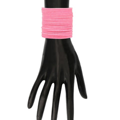 Baby Pink Velvet Bangles Set displayed on a mannequin hand, highlighting the elegant and lightweight design for jewelry lovers.