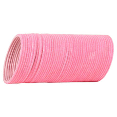 Close-up of Baby Pink Velvet Bangles Set, 48 pcs stacked together, part of the Velvet Bangles Set available in multiple sizes and colors.
