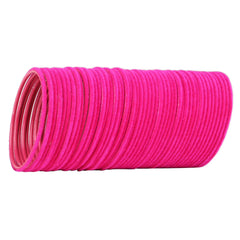 Close-up of 48-piece Rani Pink Velvet Bangles Set, highlighting soft velvet texture and metallic inner lining for comfort and elegance.