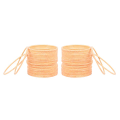 Peach Velvet Bangles Set - 48 Pcs neatly stacked in pairs, highlighting soft velvet texture and lightweight metal design for versatile styling.