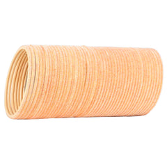Close-up of Peach Velvet Bangles Set - 48 Pcs showing soft velvet coating and durable metal core, ideal for comfort and fashion.