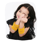 Young girl wearing Yellow Velvet Bangles Set - 48 Pcs Velvet Bangles in festive style, ideal for traditional outfits and celebrations.