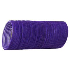 Purple Velvet Bangles Set - 48 Pcs arranged in a single stack, highlighting soft velvet texture and uniform ethnic design.