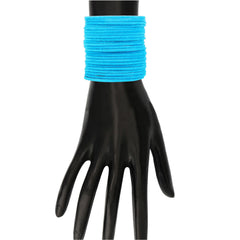 Blue Velvet Bangles Set - Velvet Metal Bangles Set | 48 Pcs, 16 Colors. Displayed on mannequin hand to show fit and style.