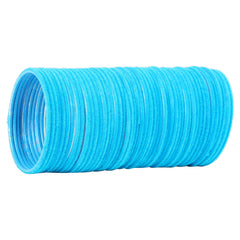 Blue Velvet Bangles Set - Velvet Metal Bangles Set | 48 Pcs, 16 Colors. Close-up of stacked blue velvet bangles showing texture.