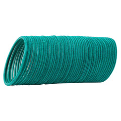 Close-up of Sea Green Velvet Bangles Set, showing full 48-piece stack with plush texture and rich color for versatile jewelry styling.