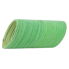 Close-up of pista green velvet metal bangles set of 48 pcs, showing soft velvet texture and vibrant color.