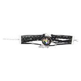 Black Multi-Strand Faux Leather Unicorn Charm Bracelet [ABR035]