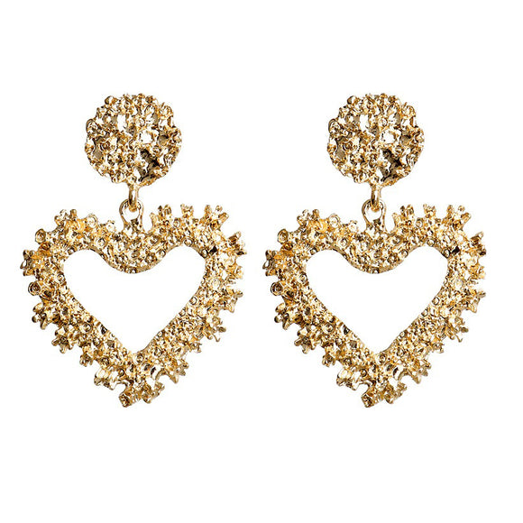 Gold Designer Heart Earrings [AER117]