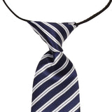 Kids Satin Printed Striped Blue Tie [AKA027]
