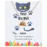 Cute Gold Cat Pendant with Gift Card and Message for Girls [APD054]