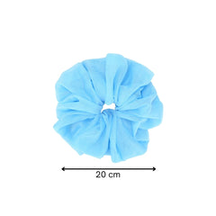20 cm oversized pastel blue organza scrunchie, perfect for gentle hair styling with a luxurious and fashionable touch.