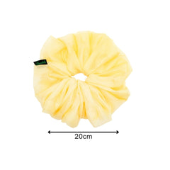 Organza hair scrunchie in luxury yellow by Arendelle, 20cm oversized design ideal for versatile hair styling and fashion.