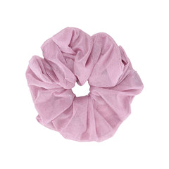 Elegant Lavender Organza Cloud Scrunchie with soft, sheer texture, perfect for versatile and stylish hair accessorizing.