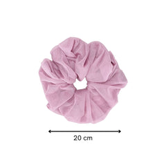 Oversized Lavender Organza Cloud Scrunchie with 20 cm diameter, ideal for gentle styling on all hair types.