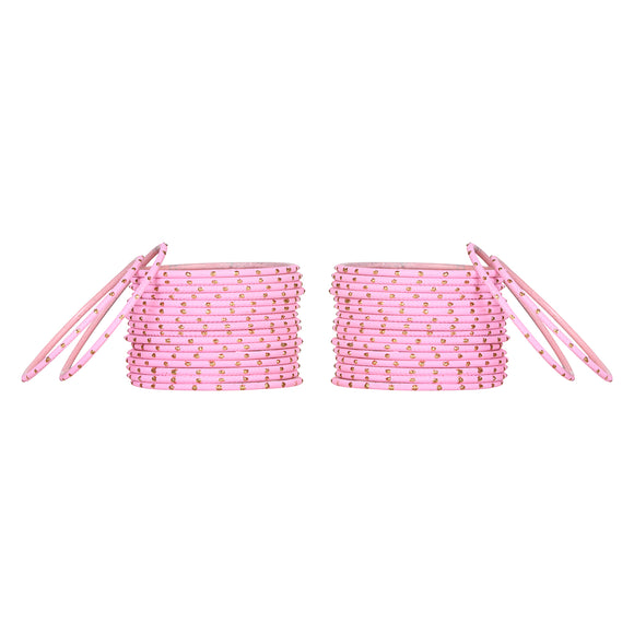 Set of 48 Light Pink Metal Bangle For Girls [TBN070]