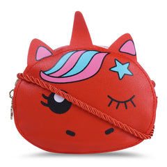 Unicorn Coin Purse for Girls – Mini Crossbody Wallet (Red) [ABG005]