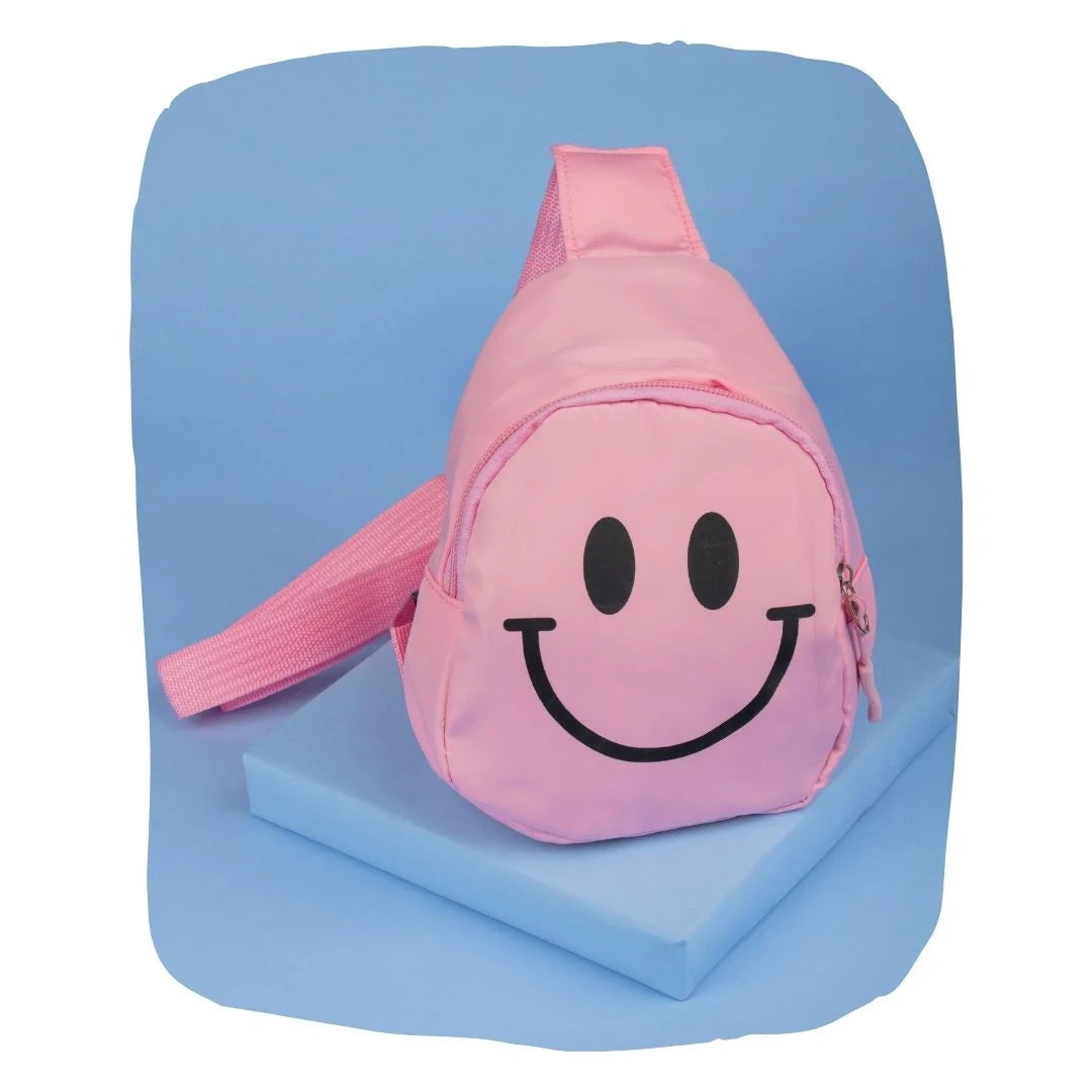 Smiley Face Crossbody Bag for Kids – Fun & Trendy (Pink) [ABG007]