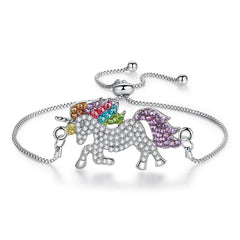 Silver Crystal Unicorn Bracelet – Adjustable Belt Design [ABR027]