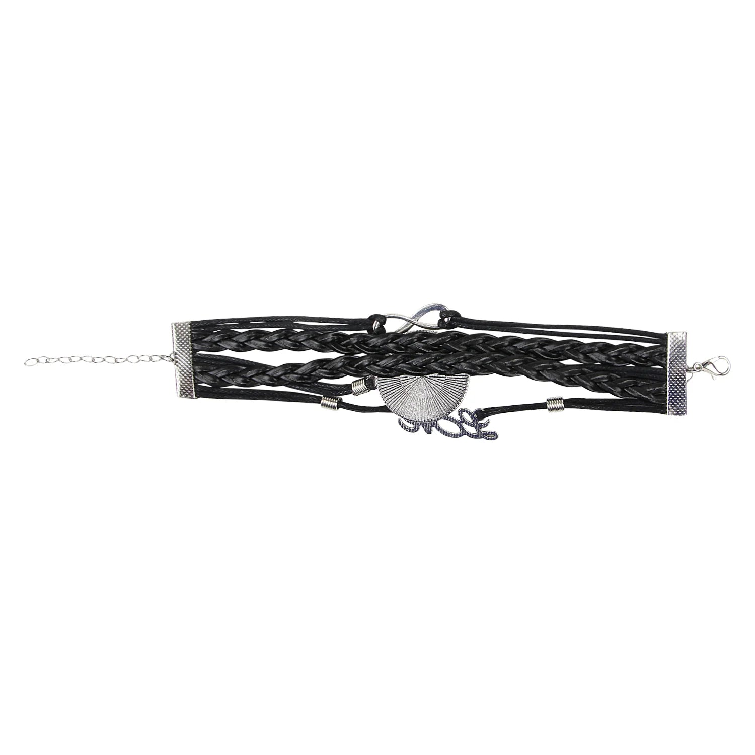 Black Multi-Strand Faux Leather Unicorn Charm Bracelet – Trendy & Adjustable [ABR035]