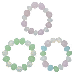 Combo of 3 Beaded Bracelets – Pink, Mint & Multi-Color Bracelet Set [ABR080]