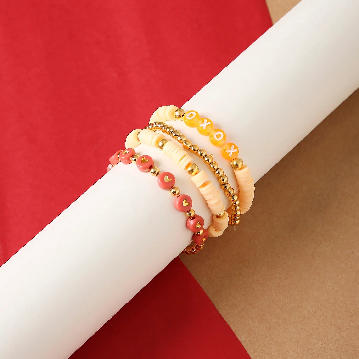 Sunset Vibes Stackable Clay Bead Bracelet Set – Trendy Stretch Bracelets (Set of 4) [ABR084]