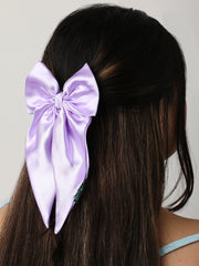 Combo of 3 Satin Long Tail Bow In Pink, Lilac and Mint [ABW001-003]