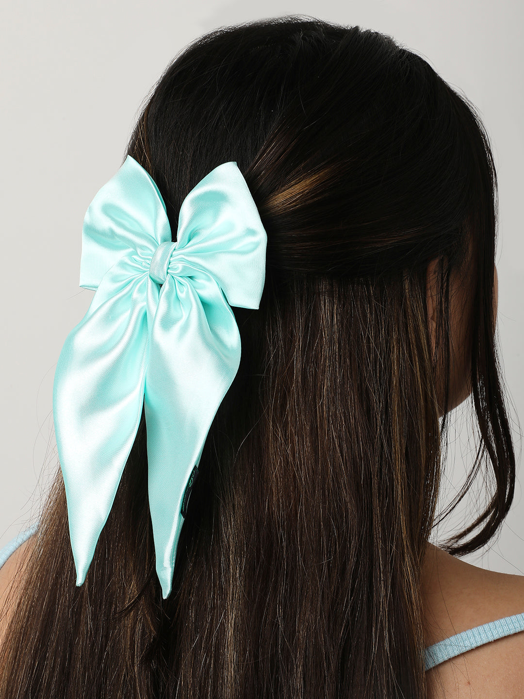 Combo of 3 Satin Long Tail Bow In Mint, Pearl and sage [ABW003.004.006]