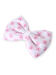 Pink Flowers Satin Bow | Bow Hairpin clip  | Anti-Hair Breakage Hairclips [ABW019]