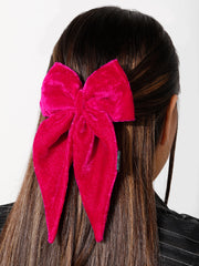 Combo of satin and Velvet long tail bow in Pink [ABW001.025]