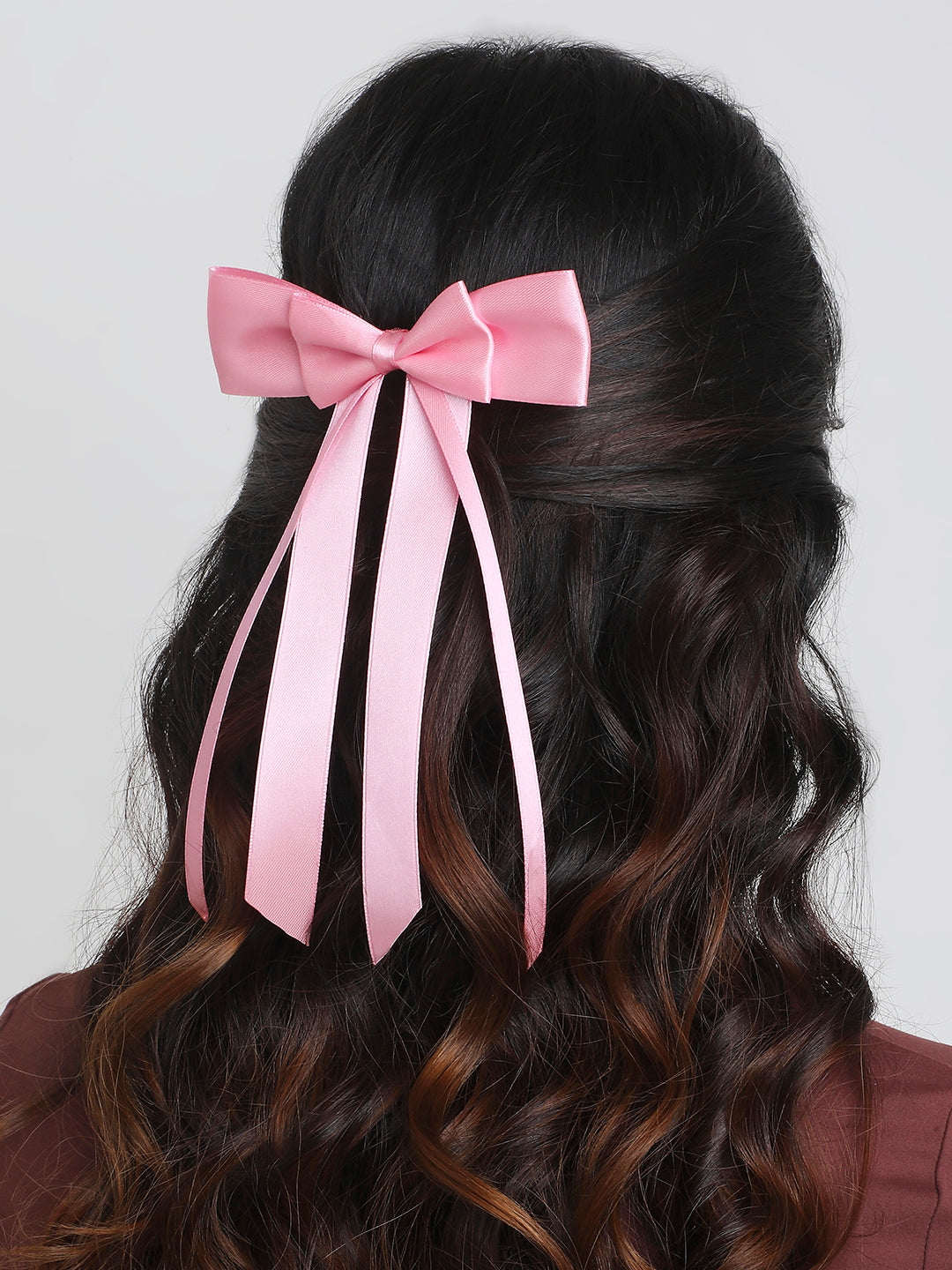 Satin Silk Ribbon Double Bow Long Tail Hair Bow