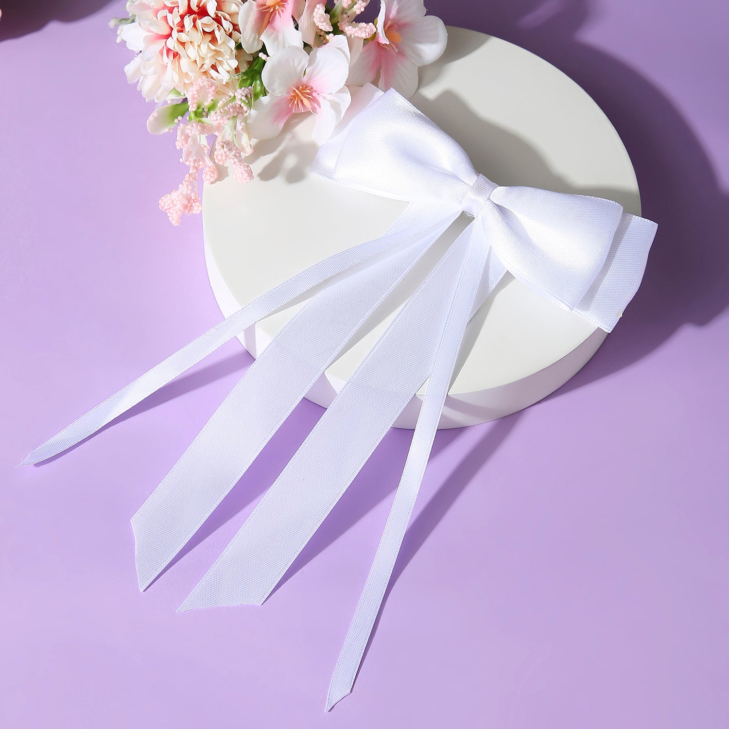 Long Tailed Ribbons Large Satin Silk Ribbon Long Tail Double Bow in Pink | Arendelle Kids
