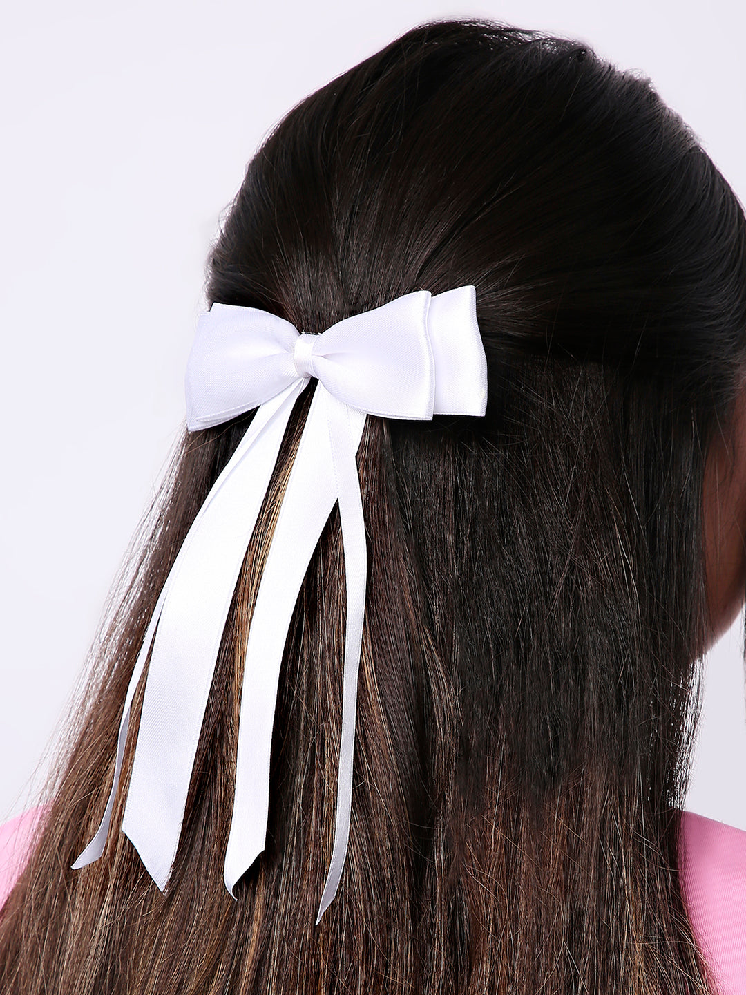 Satin Silk Ribbon Double Bow Long Tail Hair Bow