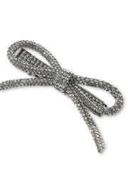 Pair of Silver Rhinestone Bow Hair Pins - Large [ABW072--L]