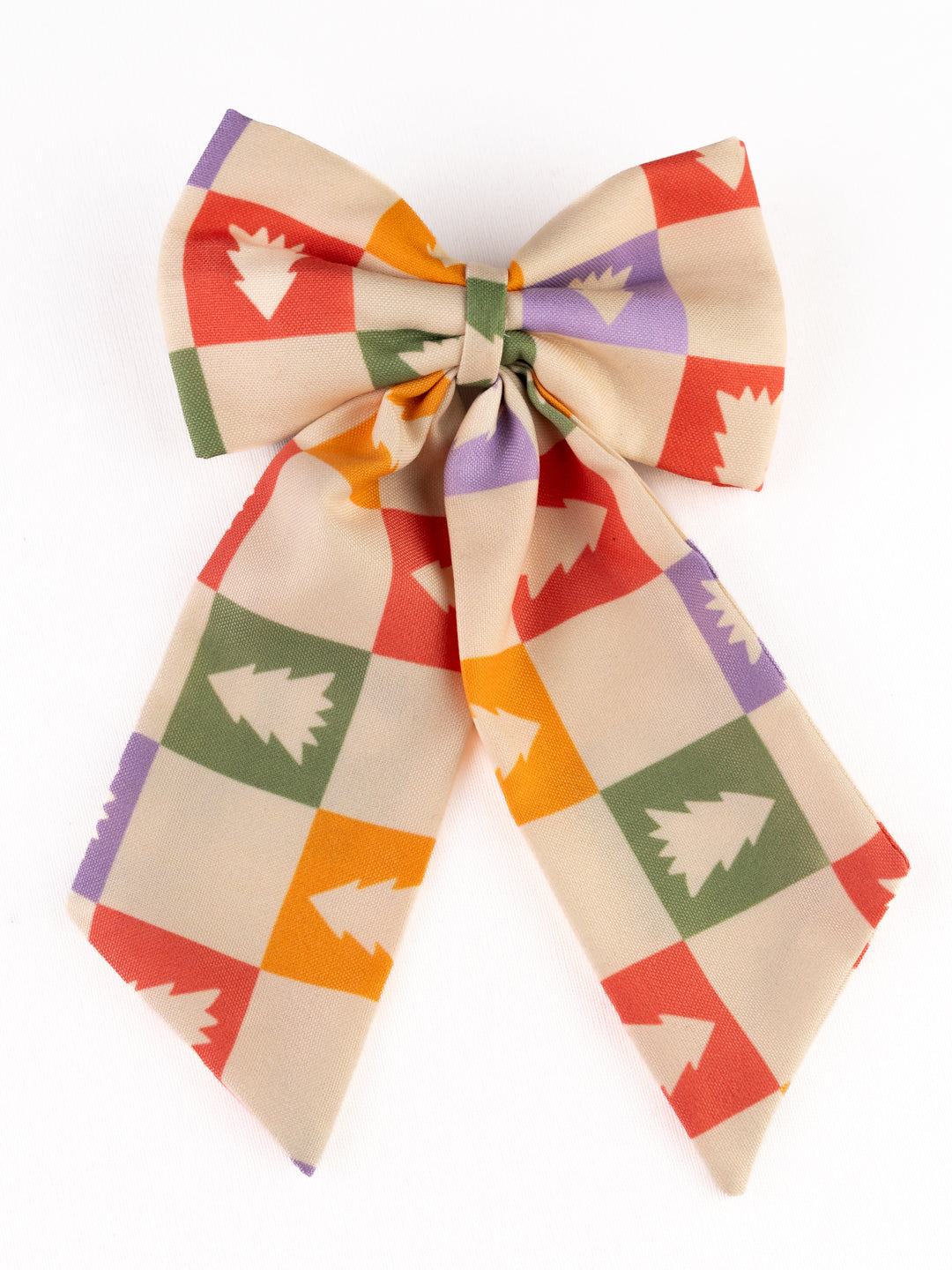 Christmas Tree Theme Pastel Yellow Pigtail Hair Bow [ABW093]