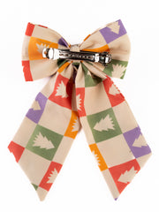 Christmas Tree Theme Pastel Yellow Pigtail Hair Bow [ABW093]