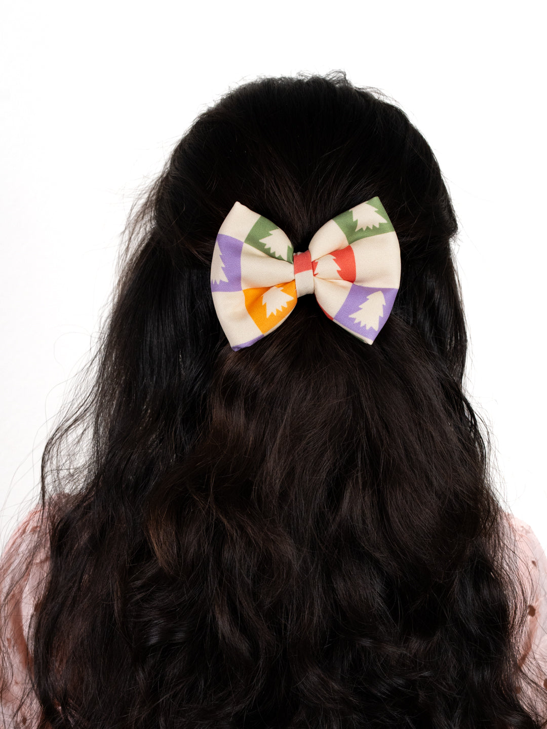 Christmas Tree Theme Pastel Yellow Hair Bow [ABW096]