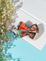 Christmas Geometric Theme Red Hair Bow [ABW097]