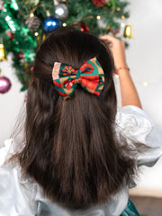 Christmas Geometric Theme Red Hair Bow [ABW097]