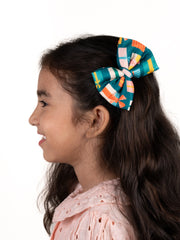 Christmas Gift Print Green Hair Bow [ABW098]