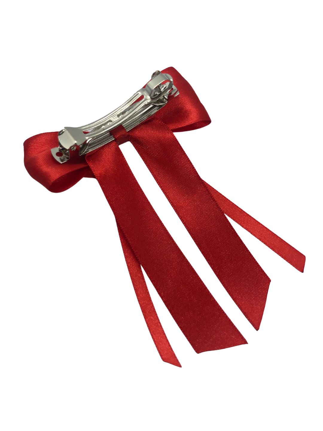 Christmas Satin Silk Ribbon Long Tail Double Bow in Red for Girls [ABW099--S]