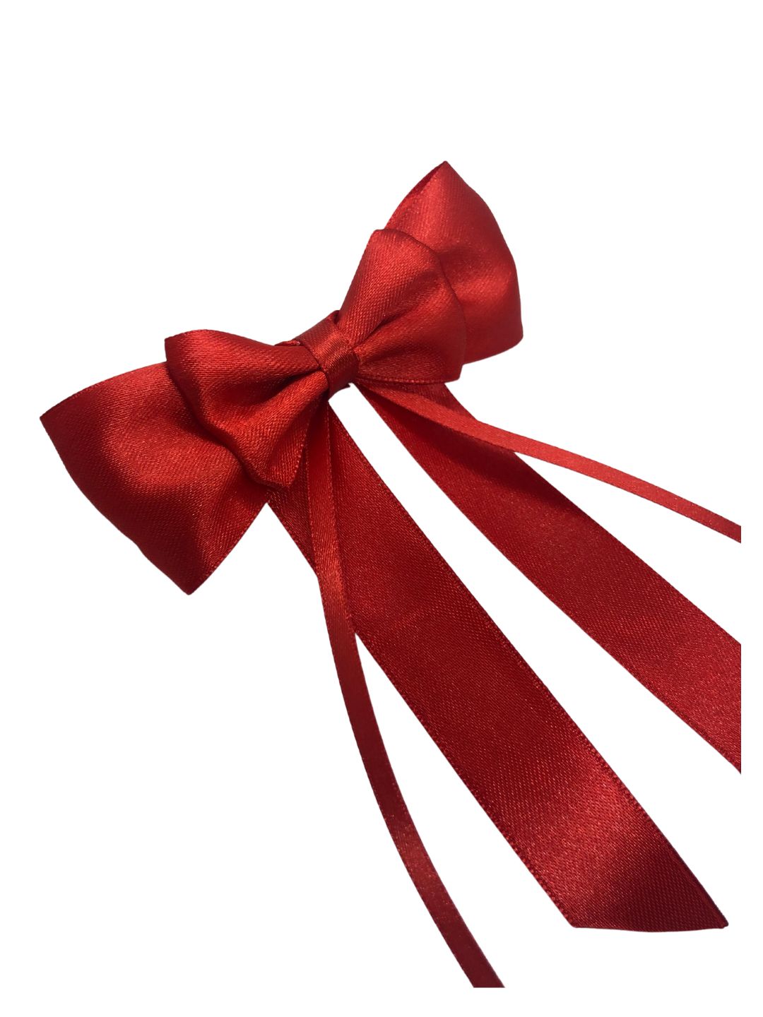 Christmas Satin Silk Ribbon Long Tail Double Bow in Red for Girls [ABW099--S]