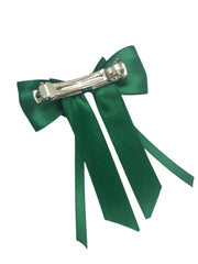 Christmas Satin Silk Ribbon Long Tail Double Bow in Green for Girls [ABW100--S]