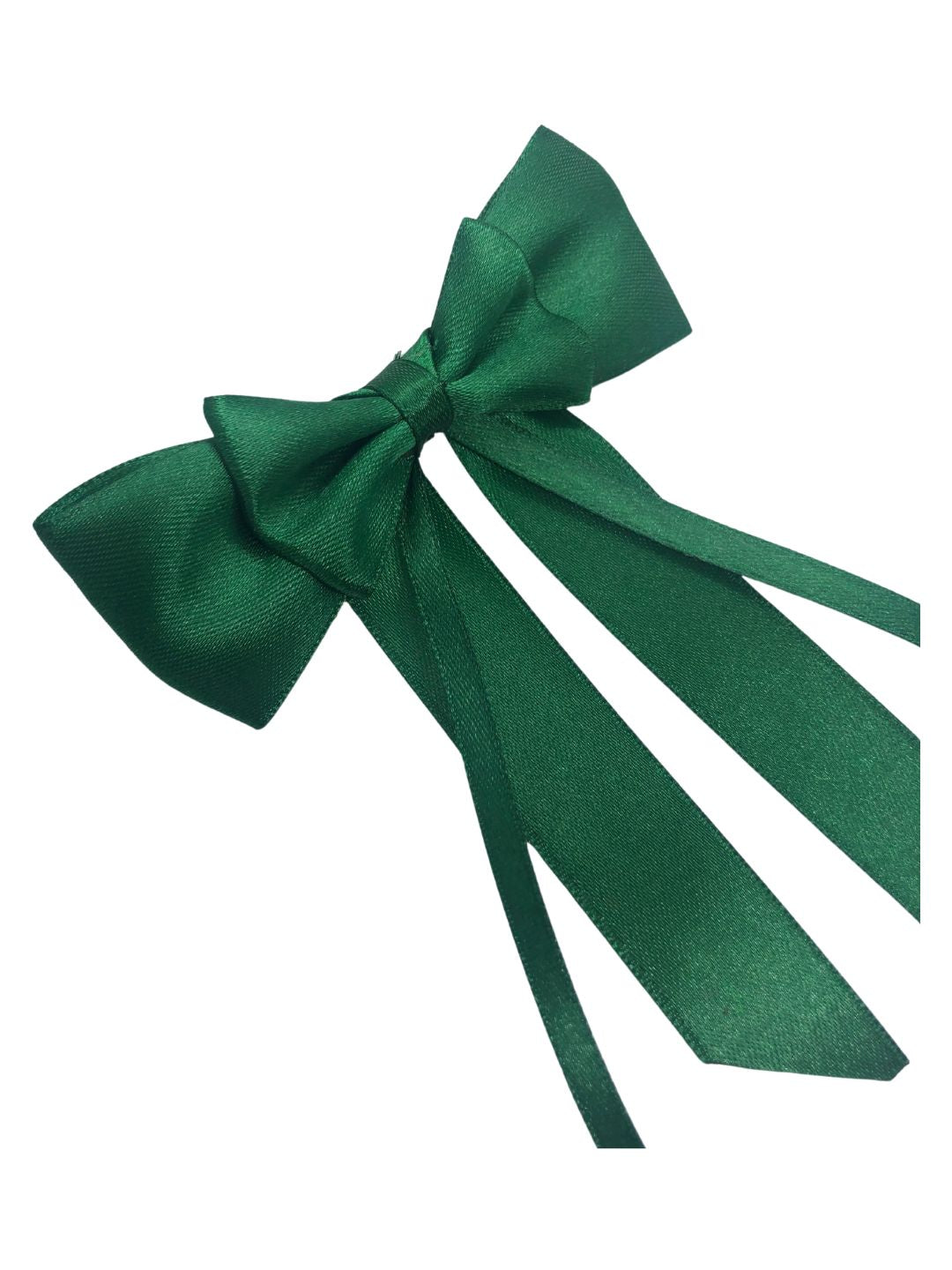 Christmas Satin Silk Ribbon Long Tail Double Bow in Green for Girls [ABW100--S]