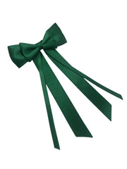 Christmas Satin Silk Ribbon Long Tail Double Bow in Green for Women [ABW100--L]