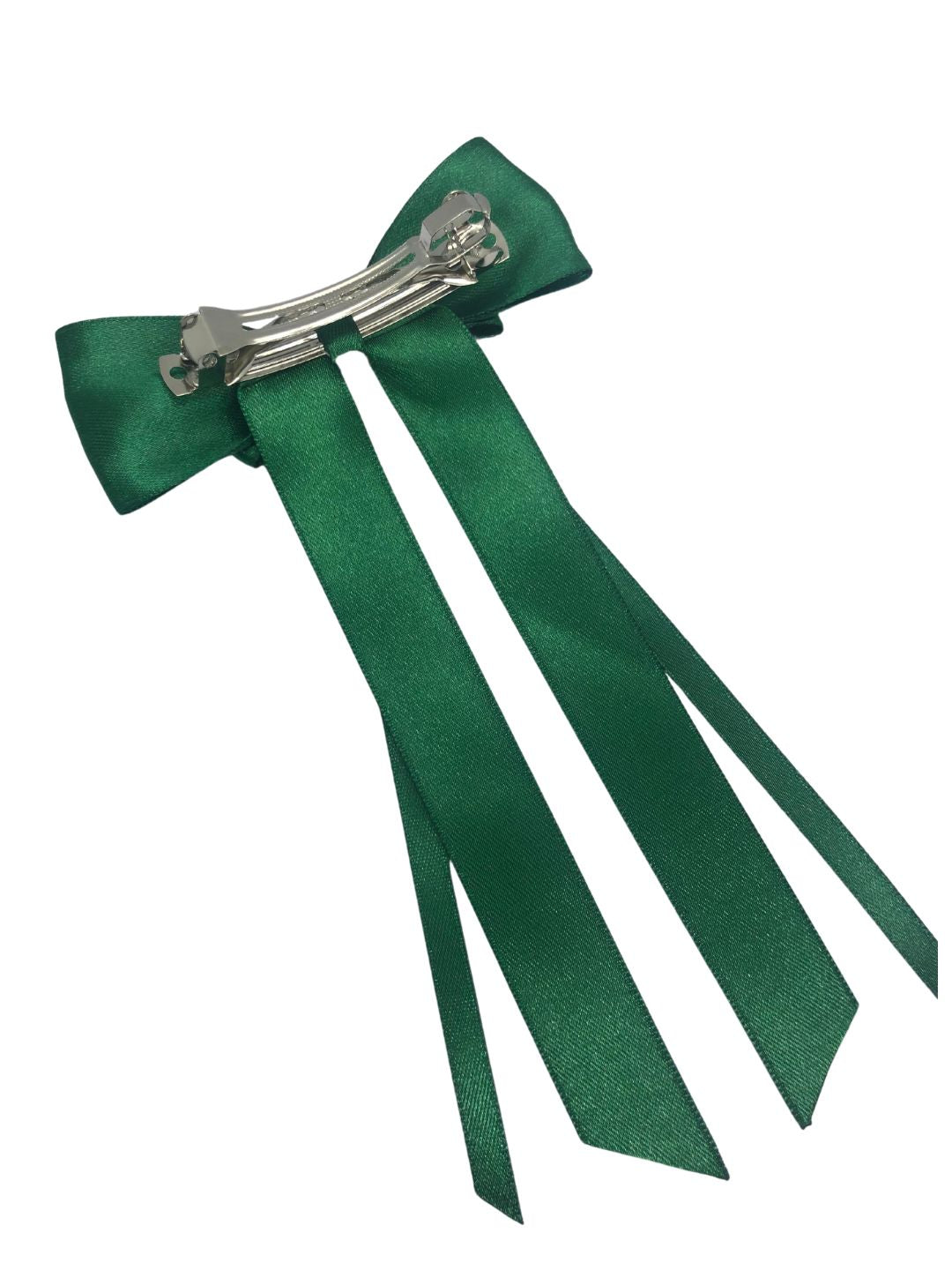 Christmas Satin Silk Ribbon Long Tail Double Bow in Green for Women [ABW100--L]