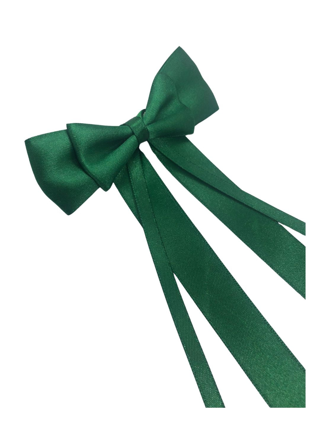 Christmas Satin Silk Ribbon Long Tail Double Bow in Green for Women [ABW100--L]