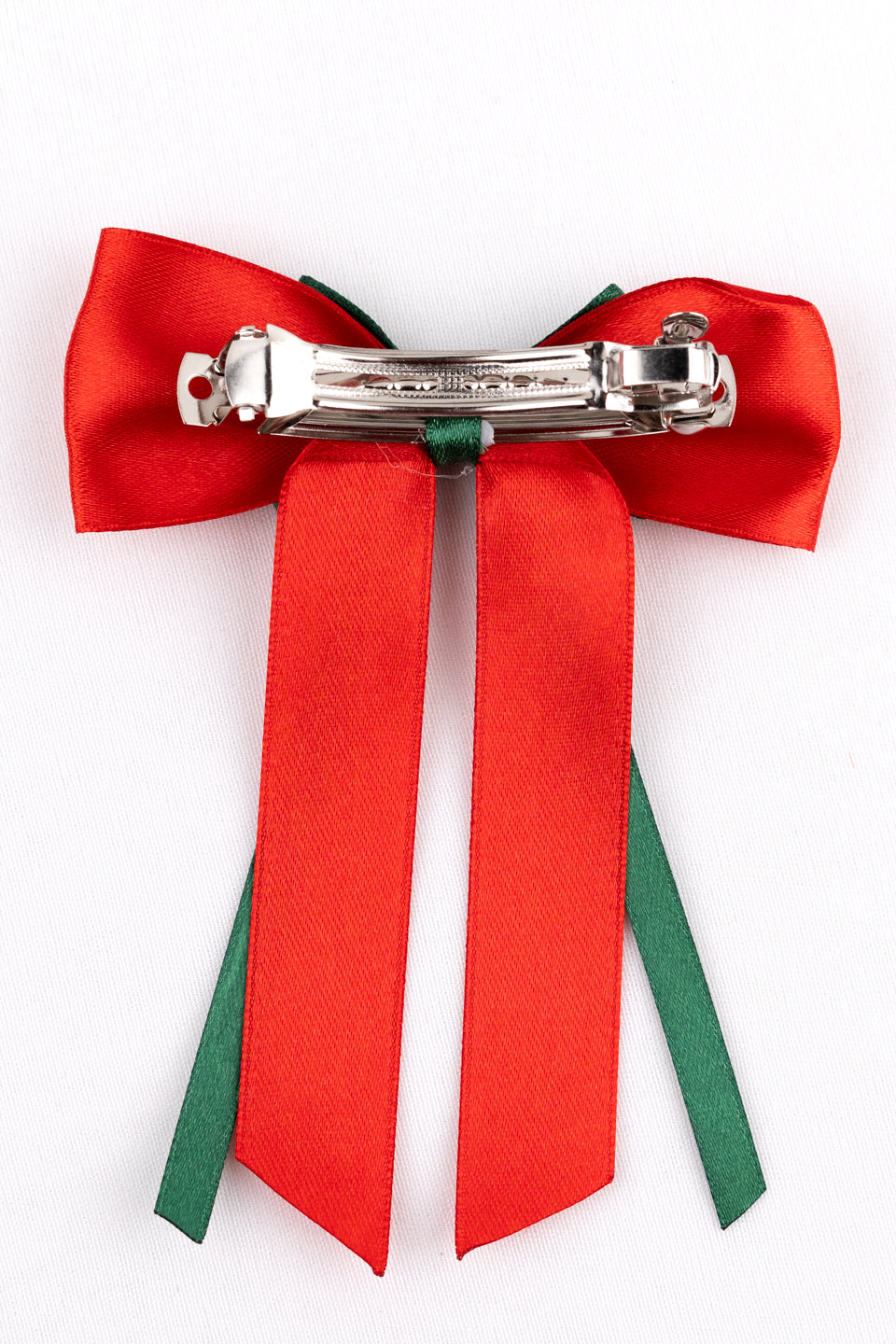 Christmas Satin Silk Long Tail Double Bow in Red and Green [ABW101]