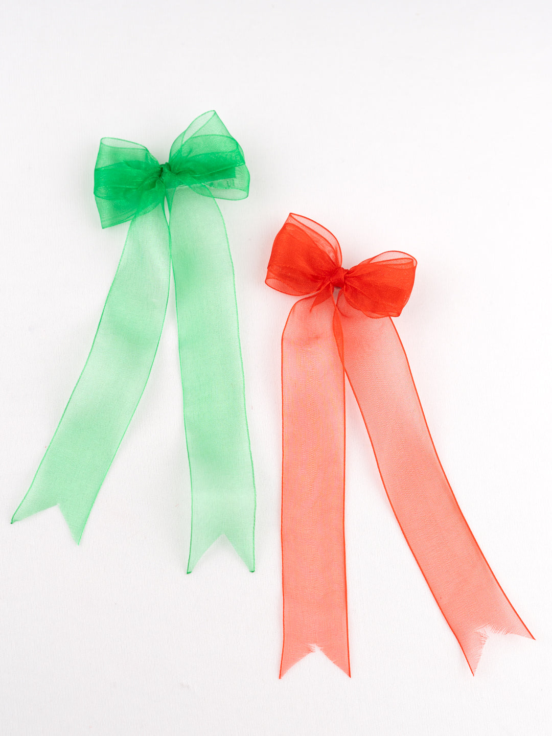 Christmas Special Combo of Red and Green Organza Hair Bows for Girls [ABW108]